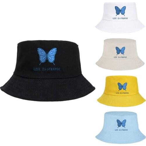 2021 Butterfly Print Fisherman Hat For Men Women Outdoor Leisure Bucket Hat Sunscreen Female Sunhat