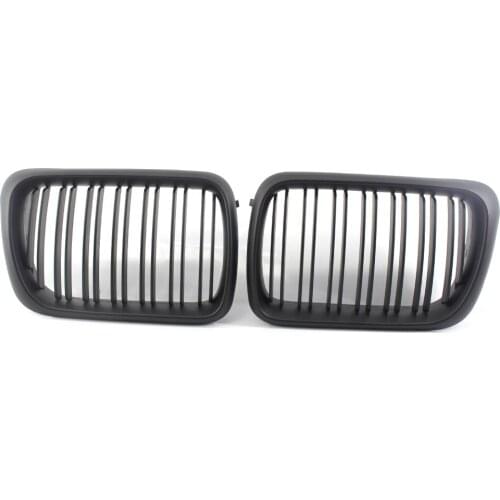 For BMW 3-Series E36 1997-1999 Matte Black Double Slat Front Racing Grille PAIR