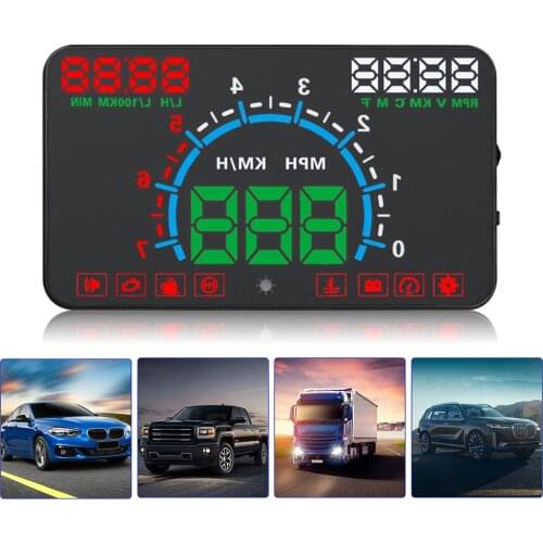 5.8 Inch Screen Car HUD Projector OBD2 Head Up Display Car Overspeed Alarm Fuel Consumption Warning Auto Electronics Accessories