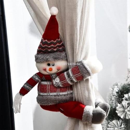 Christmas Curtain Buckle Xmas Santa Claus Snowman Curtain Tieback Clips Holdback Ornament for Window Home Decoration