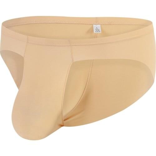 Sexy Gay Underwear Men Briefs Shorts Ice Silk Semi-transparent Panties Solid U Convex Pouch Underpants Cueca plus Size M-XXL