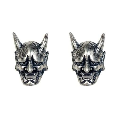 Gothic Titanium steel Skull Stud Earrings for Men/Women Statement Jewelry Vintage Devil Earrings Unisex Biker Punk Evil Studs