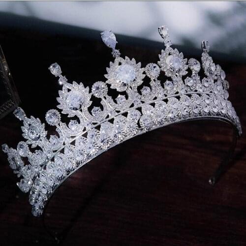 Luxury Zircon Wedding Crown Sparkling Faux Rhinestone Alloy Temperament Evening Dress Diadem Bride Hair Accessories BH