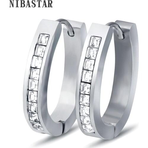 Temperament type Stainless Steel Jewelry CZ Zircon Earrings for Wedding