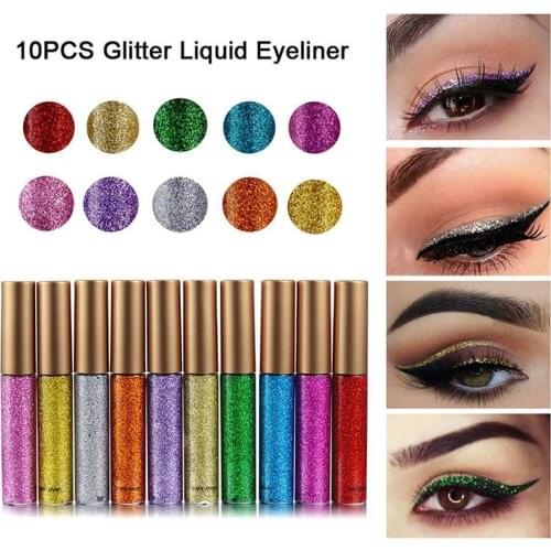 Waterproof Sweat Proof Glitter Liquid Eyeliner Sequin Liners Silver Shimmer Waterproof Eye Makeup Eye Gold Metallic Cosmeti I5U5