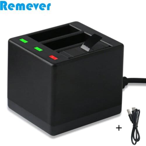 3-Channel Battery Charger for Gopro Hero 5/6 Action Camera LED Charging Box Carry Case Battery Charger with Type-C Data Cable