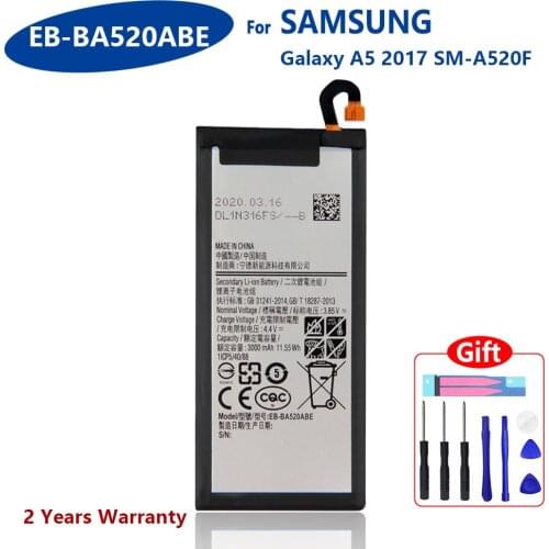 100% Genuine EB-BA520ABE For Samsung GALAXY A5 2017 A520F SM-A520F 2017 Version 3000mAh Mobile Phone New Batteries With Tools