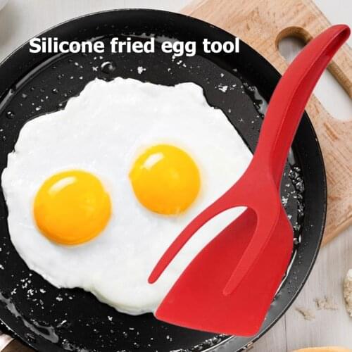 2 in 1 Non Stick Grip Food Flip Fried Egg Tong Toasted Bread Pancake Spatula Clamp Kitchen Cooking Turner Flipper Accessories