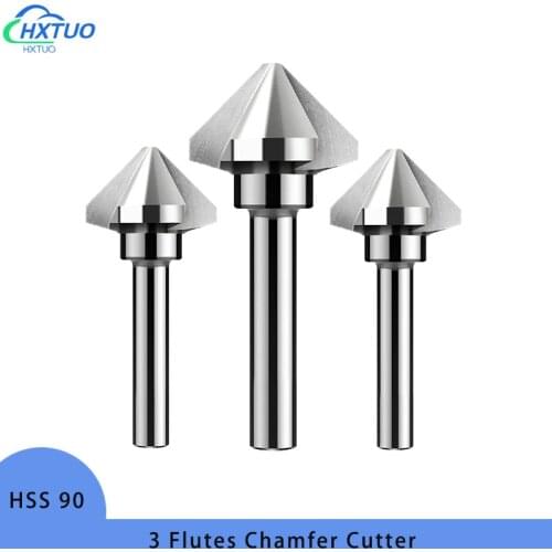 3 Flute 90 degree HSS Countersink Chamfering Wood Steel Chamfer Cutter Power Tool 4.5 to 50mm