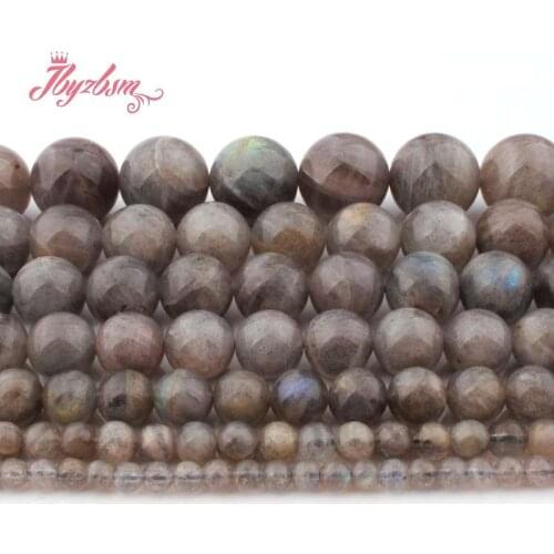 4,6,8,10,12mm Smooth Round Gray Rainbow Labradorite Natural Stone Loose Beads For DIY Bracelet Jewelry Making 15" Free Shipping