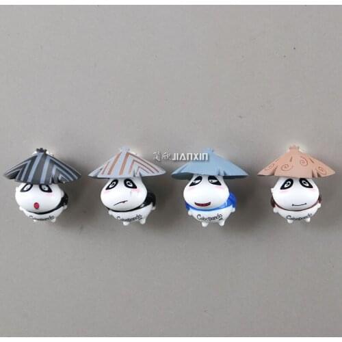 4pcs Mini cartoon 3D three-dimensional super cute Dou Panda refrigerator magnet strong magnet refrigerator magnet clasp