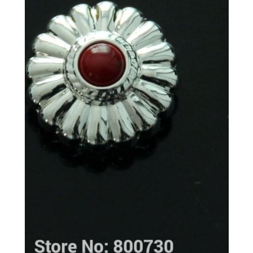 50pc 5/8'' Jumbo Concho Sterling-Silver w/ Red Stone Screwback High-Quality Japan-Model