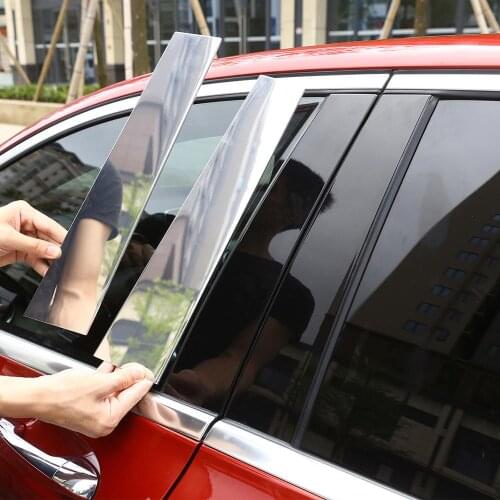 6pcs Aluminum Alloy Car Window Center Pillar Molding Exterior Trim for Mercedes Benz C Class 2015-2019 Models Accessories