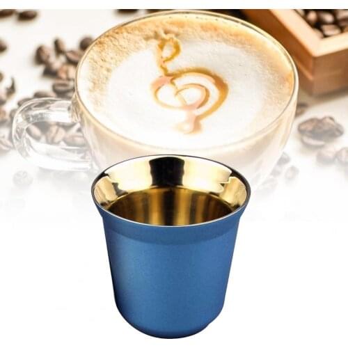 80ml Milk Capsule Mug Double Wall Stainless Steel Espresso Insulated Coffee Cup Milk Juice Tea Cup