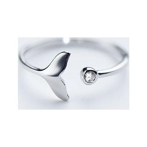 925 Sterling Solid Ring Exquisite Whale Tail Plain Band Ring Adjustable