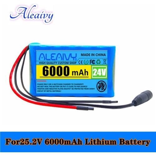 24V Battery 6Ah 6s1p 18650 Rechargeable Lithium Ion Battery for 25.2v Lithium Battery Electric Scooter Electric Bicycle+bms