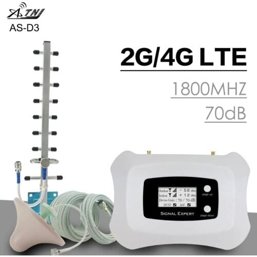 ATNJ DCS/LTE 1800Mhz Smart Phone Signal Repeater 2G/4G 70dB Gain Band 3 Signal Amplifier Cellular Booster LCD Display Full Set
