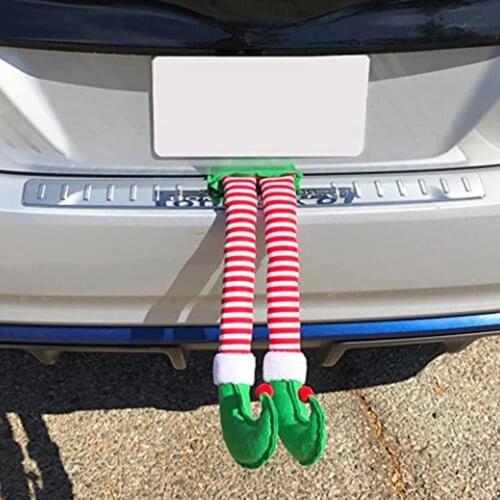 Auto Christmas Ornament Elf Santa Claus Legs Stripes Pattern Xmas Holiday Car Party Pendant Accessories