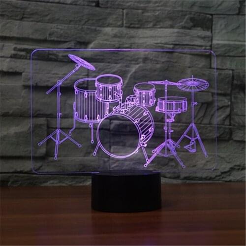 Free shipping LED toys New frame drum 3D night lamp seven color touch charge LED visual lamp gift table lamp Christmas gift