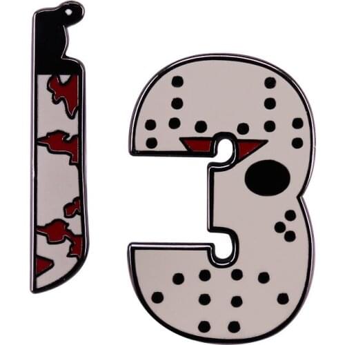 HOSENG Skull and Mask Mix Brooch Horror Movie Grey Badge Halloween Backpack Neo-Gothic Alloy Enamel Jewelry Pin HS_615