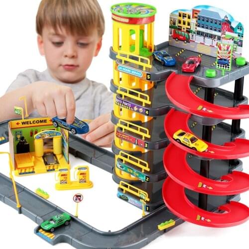 Parking For Car Garage Children Toys Track Railway Multilayer Boy Puzzle Assemble Model Set Miniature Car Racing Toys Kids Gifts