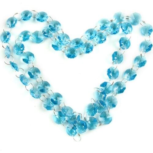 Crystal Beads Garland Strand 14mm Various Color 1meter With Chrome Rings For Home Wedding Hanging Decoration