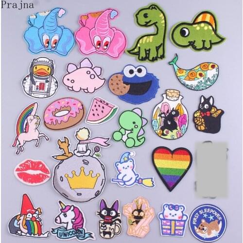 Prajna Cartoon Embroidered Patches Iron On Patches For Clothes Stripes Cute Dinosaur Patch Little Prince Patch Badge Appliques