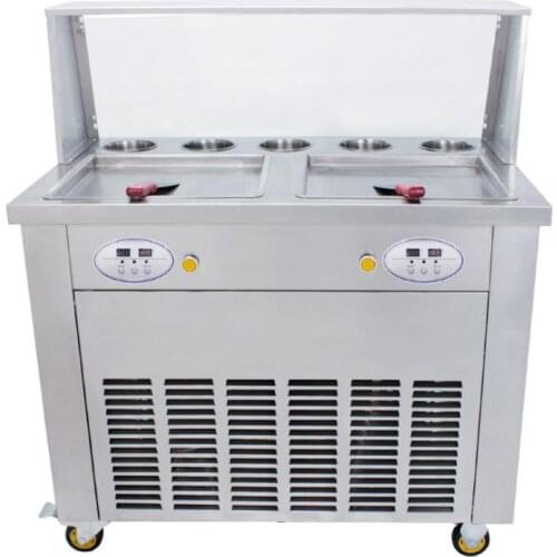 Fried ice cream maker 110 V fried ice cream machine double pan and 5 topping pan