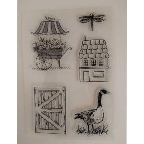 Transparent Clear Stamps Duck Flower House for Scrapbooking DIY Silicone Seal Photo Album Decor Embossing Folder Template Sheets