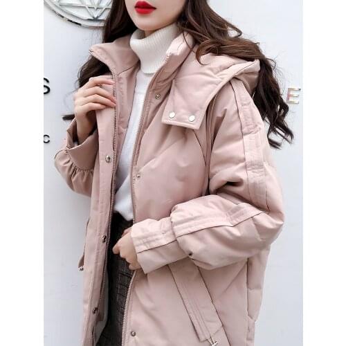 Korean style down padded jacket womens mid-length winter 2020 new bread suit loose padded jacket padded jacket