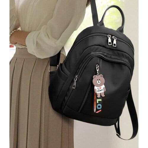 Simple Women Backpack for Girls Small Oxford School Bag Waterproof Female Travel Rucksack Ladies Back Pack Small Pendant Mochila