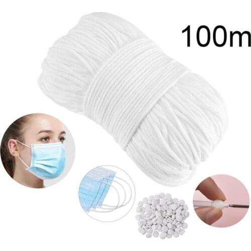 10/100 Meters Mask Elastic Band Cord Adjustable Buckle Stretchy Mask Earloop Lanyard Earmuff Rope DIY Making Supplies