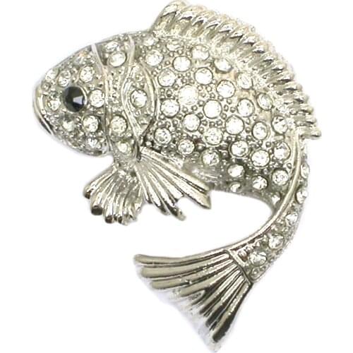 Rhinestones Fish Brooch Pins for Women Fashion Jewelry Dress Accessories gifts