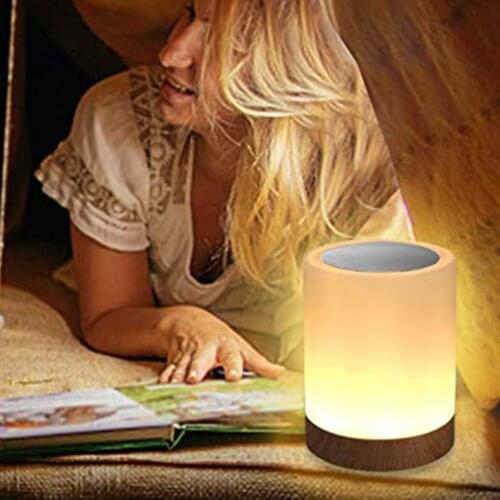 Dimmable Led Colorful Creative Wood Grain Rechargeable Night Light Bedside Table Lamp Atmosphere Light Touch Pat Light