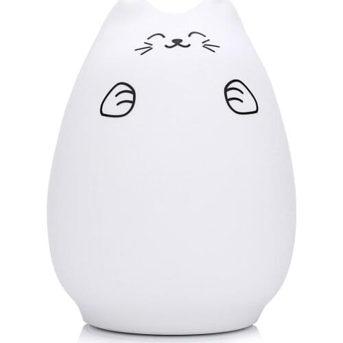 LED USB Rechargeable Colorful Silicone Cute Cat Night Light Luminaria Children Toy Bedroom Bedside Table Lamp Birthday Gift