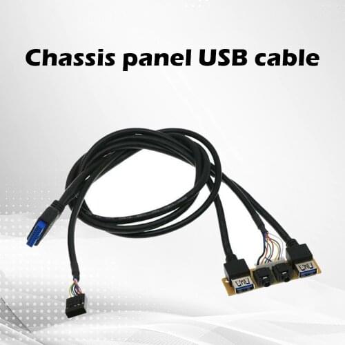 USB Front Panel Cable 2 x USB 3.0+HD Audio Jack Ports DIY Computer Chassis Front Audio Baffle Case Extension Wire for PC Desktop