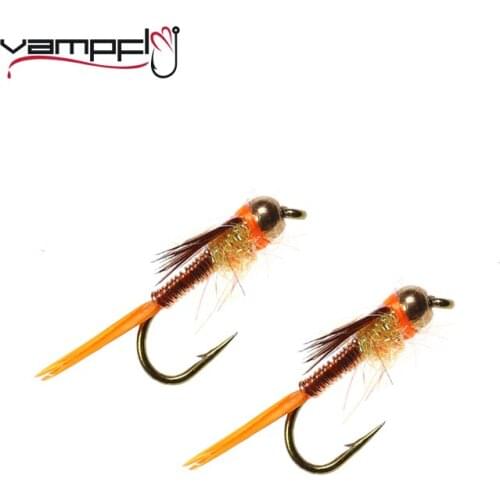 Vampfly 10PCS Bead Head Copper John Nymphs Flies Salmon Fishing Fly Lures Artificial Insect Bait Lure