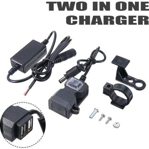 E-Bike Motorcycle Waterproof Charging Dual USB Charger Motorbike Handlebar Charger Adapter Power Socket For Mobile Phone GPS