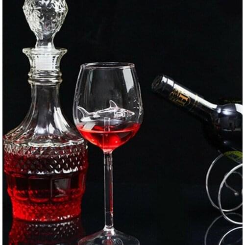 Built-in Shark Wine Glass New Design Goblet Whiskey Glass Dinner Decorate Handmade Crystal For Party Flutes Glass