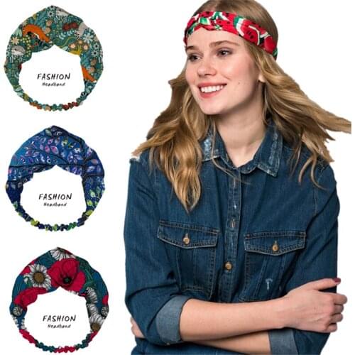 2021 Women Girls four seasons Hair Bands fox Print Headbands Turban Bandage Bandanas HairBands Hair Accessories Headwrap
