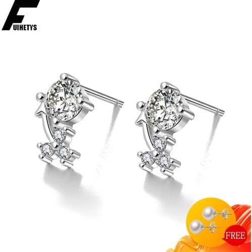 Bali Jelry Trendy Charm Earrings 925 Silver Jewelry Zircon Gemstone Accessories Stud Earring for Women Wedding Engagement Party