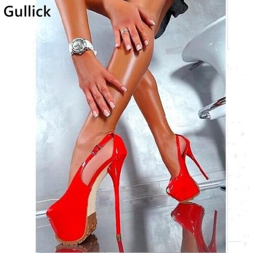 Cost Price Women Solid Red Platform Pumps Super High Thin Heels Ladies Night Club Shoes Round Toe High Quality
