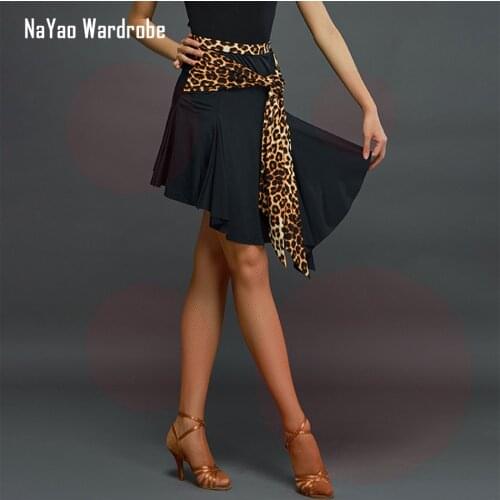 A2135 Leopard Belt Design Latin Dance Dress Women Latin Dance Skirt for Ballroom Samba Tango Chacha Belly Dancing Performamnce