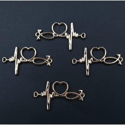 WKOUD 10pcs Environmental Electroplating KC Gold ECG Charm Alloy Connector Pop Necklace Bracelet DIY Metal Jewelry Findings