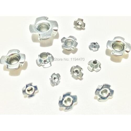 100pcs M8 Metric Zinc Plated Carbon Steel T Nuts 4 Prongs Knock In Wood Captive Nut Insert Nut Furniture Nut