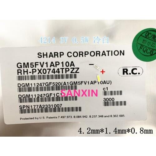 1000PCS SHARP TV Application LED Backlight Middle Power LED 0.4W 3V 4214 Light Beads Cool white LCD Backlight for TV