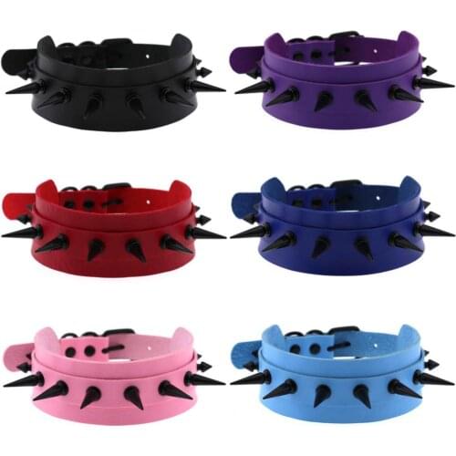 2020 New Punk Unisex Rivet Faux Leather Collar Necklace Statement Party Club Jewelry Decor Accessory Gift For Women