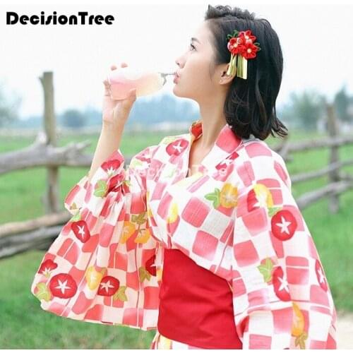2021 women loose pajamas haori satin crane kimono dress print v neck sleep wear dress night traditional japanese style yukata