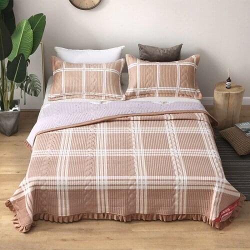 4 piece Quilted solid bed cover Sheets Air conditioning quilt Pillowcase pillowslip pillow cover Four seasons available Quilting