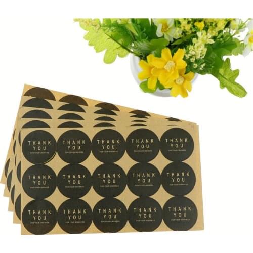 5 Sheet Handmade Thank You Circle Stickers Cake Packaging Sealing Label Kraft Sticker Baking DIY Gift Stickers